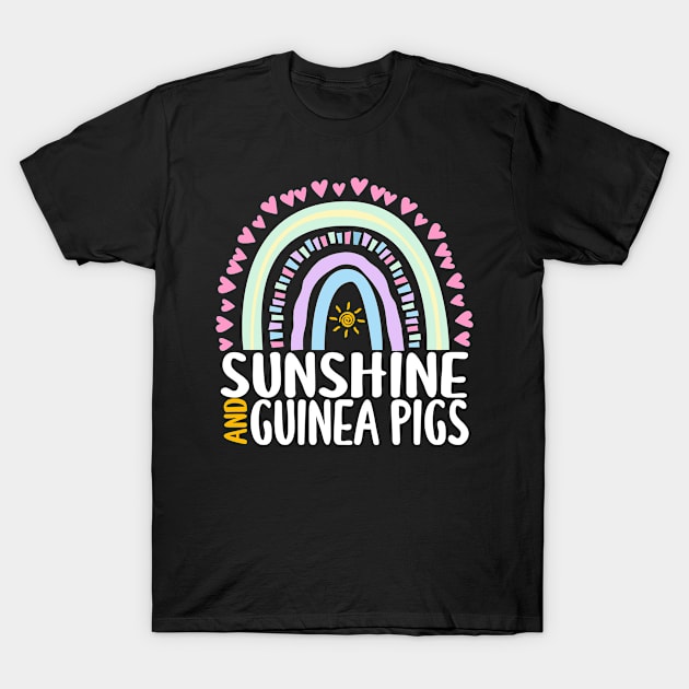 Sunshine and Guinea Pigs Cute Rainbow Graphic for Womens Kids Girls T-Shirt by ChadPill